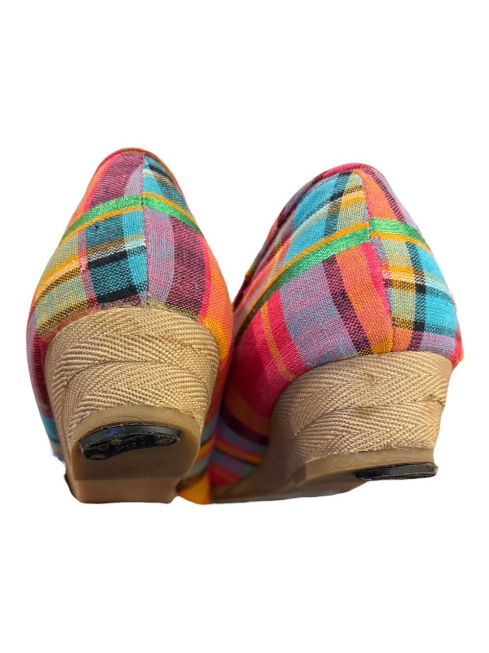 VTG MERONA BRIGHT MADRES PLAID CANVAS ESPADRILLES FLATS COTTAGECORE SZ 11 - Picture 6 of 7